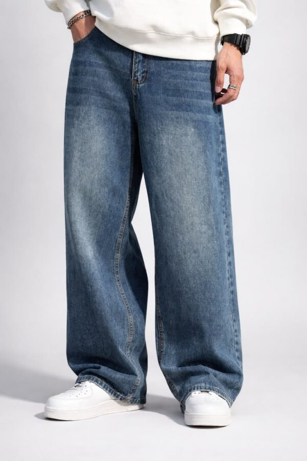 Men's Loose Fit Tint Baggy Jeans Relaxed Fit Denim with Washed Look
