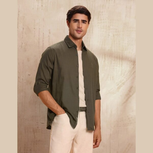 men casual green shirt
