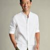 collarless white shirt men