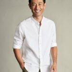 collarless white shirt men