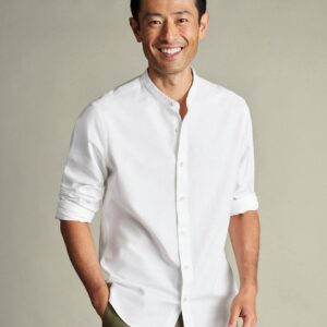 collarless white shirt men